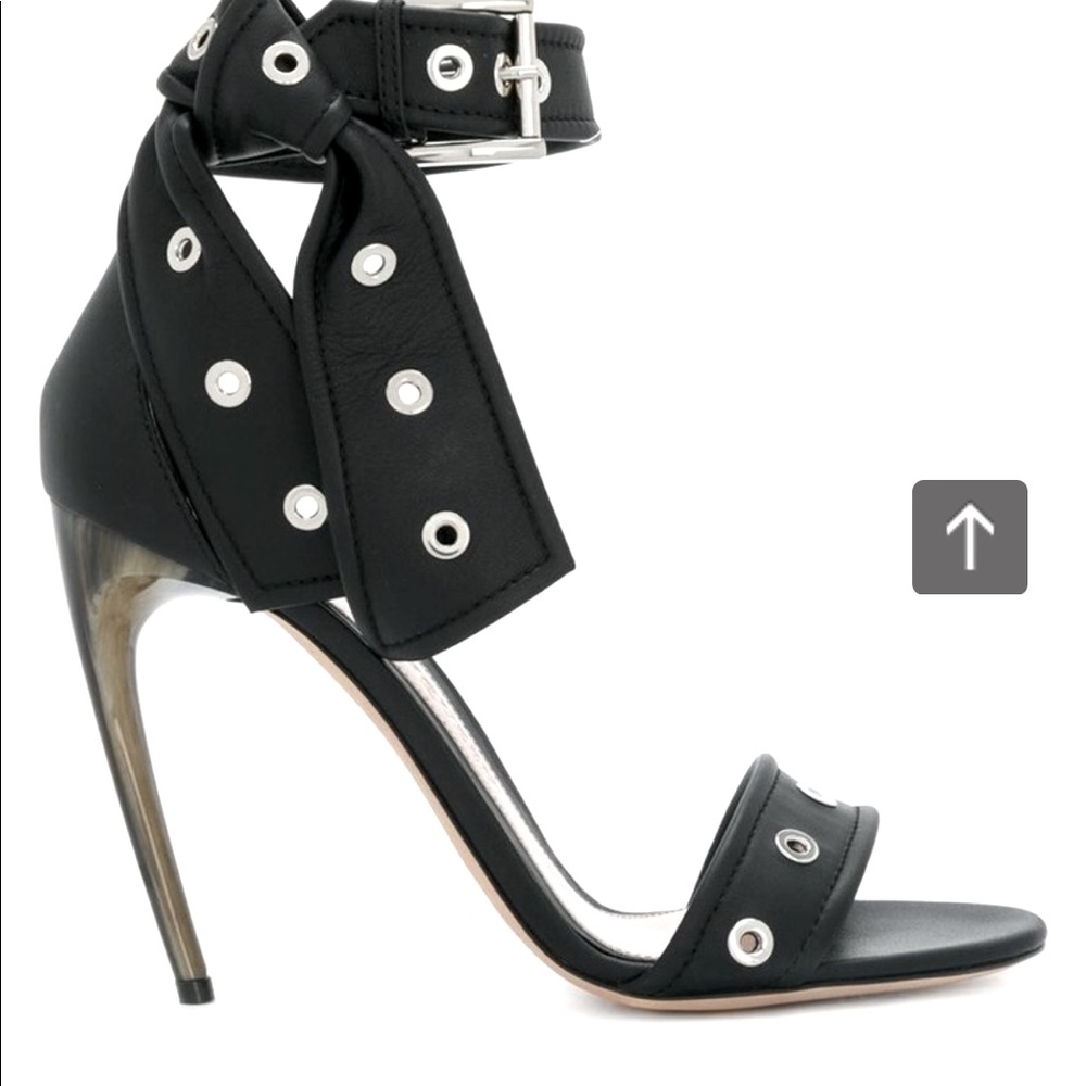 Alexander McQueen stud ankle tie lamb skin sandals